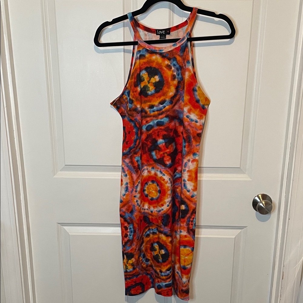 Love Women's Colorful Tie-Dye Midi Dress size Large Euc